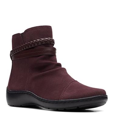 Imagem de Clarks Bota feminina Cora trançada no tornozelo, Camurça vinho, 7 Wide