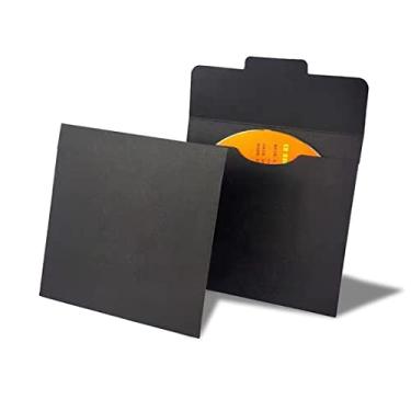 Imagem de 25 peças de capas de CD DVD envelopes de papel Kraft preto, capas de suporte de armazenamento de envelopes de papelão para embalagem de CD/DVD