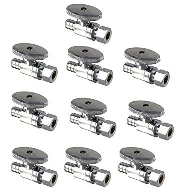 Imagem de EZ-Fluid Válvula Pex-B 3/20.3 cm OD Comp. x 1/5.1 cm Conexões Pex 1/4 Volta Válvula de parada reta de latão Válvula de esfera de desligamento de água Anel de crimpagem de farpa serve para tubo de