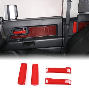 Imagem de Capa protetora para maçaneta de porta traseira interna automotiva compatível com Toyot@ FJ Cruiser 2007-20214 peças de maçanetas internas de carro capa protetora de maçanetas de porta interior