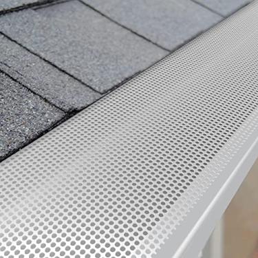 Imagem de Daisypower Protetores de calha, 10 cm, 12,7 cm, 15 cm, 15 cm, proteção de folha faça você mesmo, sistema de cobertura de calha de micromalha se encaixa em qualquer tipo de telhado ou calha, antifolha, evita calhas entupidas no telhado, 14,5 m (branco)