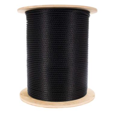 Imagem de West Coast Paracord Cabo de fio galvanizado trançado de nylon – Corda reforçada – Permanece redondo e forte sobre polias – Feito nos EUA (preto, 1,5 cm – 3,5 m)