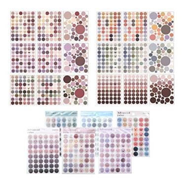 Imagem de Adesivos circulares adoráveis – Pacote com 6 (18 folhas) círculos coloridos – Etiquetas translúcidas com pontos de codificação de cores – Adesivo de código de cores sortidas, para personalizar planejadores para fazer calendário de lista