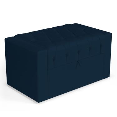 Imagem de Calçadeira Báu Solteiro Atena 90cm Capitonê Veludo Azul Marinho - Desk Design