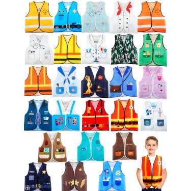 Imagem de Puteraya 26 peças de coletes para crianças, assistente comunitário, fantasias de ocupação em massa, dramatização, carreira, cosplay, roupas para crianças, dia da carreira, Halloween, médico, polícia,