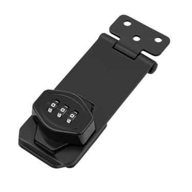 Imagem de Fechaduras de ferrolho rotativo com senha mecânica, trava de segurança para armário de vinho, banheiro, ao ar livre, garagem, jardim, porta de armário (trava preta com senha)