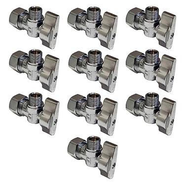 Imagem de Miiflex – Válvula de freio de 1/4 de metal cromado para serviço pesado (1,58 cm de diâmetro externo) (1,58 cm de diâmetro) COMP x 3/8" COMP Menos virola e porca [pacote com 10]