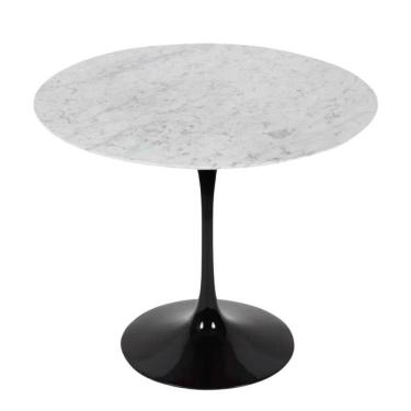 Imagem de Mesa De Jantar Tulipa Saarinen Redonda 140 Cm Mármore Carrara Base Branca