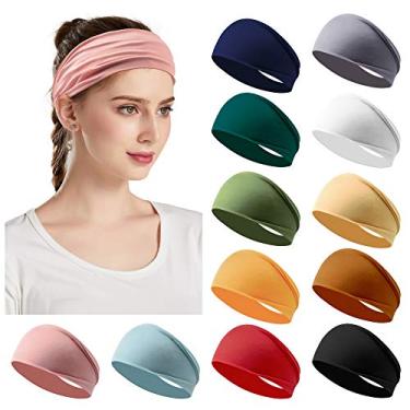Imagem de Jesries Faixas de cabelo femininas antiderrapantes, turbante, faixas elásticas, para corrida, suor, ioga, para meninas