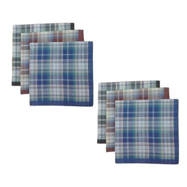 Imagem de Tachiuwa 6 lenços masculinos com listras padrão lenço de algodão quadrados de bolso