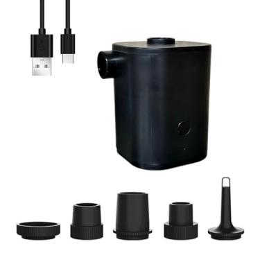 Imagem de menolana Bomba de ar elétrica portátil mini bomba inflator deflator para barco inflável, colchões, almofadas, brinquedos de piscina, PRETO