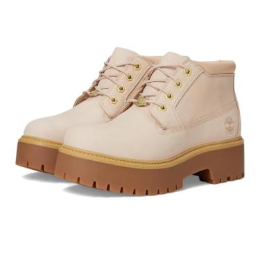 Imagem de Timberland Bota feminina Stone Street Mid com cadarço plataforma, Nobuck bege claro, 41