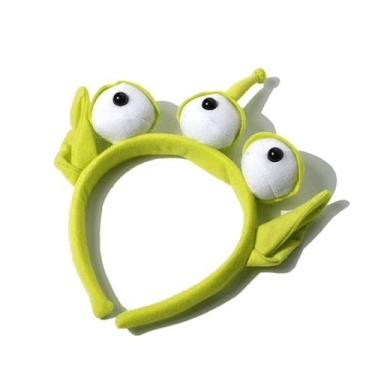 Imagem de ZHOUMEIWENSP Faixa de cabelo de três olhos novidade orelhas alienígenas tiara de pelúcia adulto criança festa cosplay presente (tipo 1)