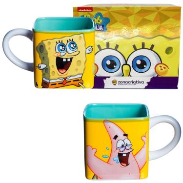 Imagem de Caneca Bob Esponja 3D Cubo Quadrada Cerâmica Oficial Nichelodeon