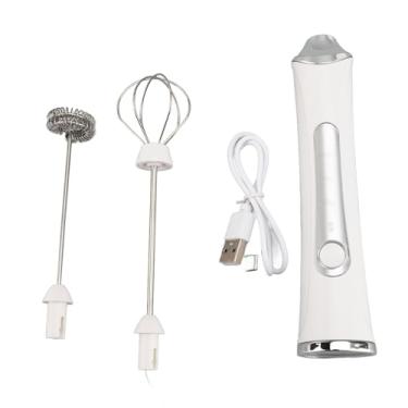 Imagem de Espumante de Leite Portátil, Fabricante de Espuma Elétrica Recarregável USB, 3 Velocidades Ajustáveis, Varinha de Espumante de Leite Portátil Com 2 Cabeças para café Com Leite