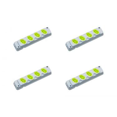 Imagem de Kit C/4 - Tomada Barra Fiolux Quadrupla 2Polos+T20A Cinza