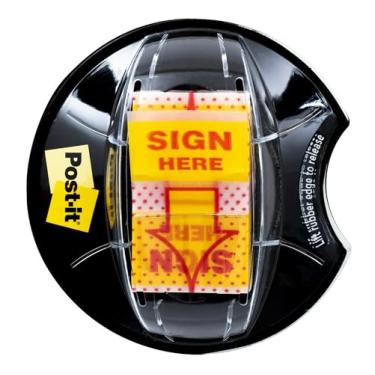 Imagem de Post-it Bandeiras, assine aqui, dispensador de aderência de mesa de 200/alto volume, 2,54 cm de largura, amarelo (680-HVSH)