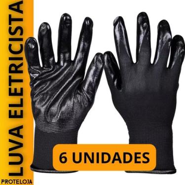 Imagem de Luva Para Eletricista Flexível Tatil Epi Revestimento Uso Geral Preta 