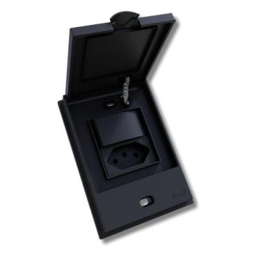 Imagem de Conjunto Tomada B.l Aqua 10a + Tecla Simples Preta - B.lux - BLUX
