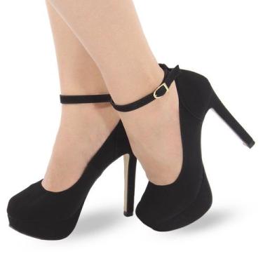 Imagem de Sapato Boneca Re&Ton Meia Pata Salto Alto Feminino MP24, Preto, 38