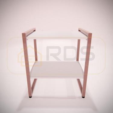 Imagem de Mesa de Cabeceira Bella Estilo Industrial MDP Metal RoséGold - RDS Met