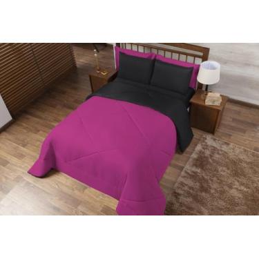 Imagem de Kit Edredom Casal Queen Dupla Face Ternura 06 Peças Pink com Preto - C
