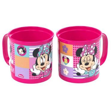 Imagem de 2 Xícaras Plástica Divertida Caneca Infantil da Minnie Rosa - Plasutil