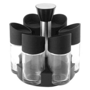Imagem de Porta Condimentos 6 Peças Temperos Suporte Giratorio Cozinha Casa Rest