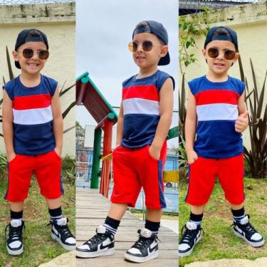 Imagem de Short e Blusa Infantil Juvenil Menino Jovem - ModaemMovimento, Azul, V