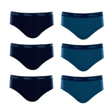 Imagem de Kit 6 Cuecas Slip 100% Algodão Mash - Azul, Azul, GG