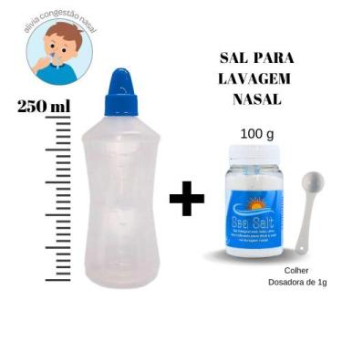 Imagem de Kit Lavagem Nasal Garrafinha 250ml + Sal Lavagem Nasal 100g - Ecommerc