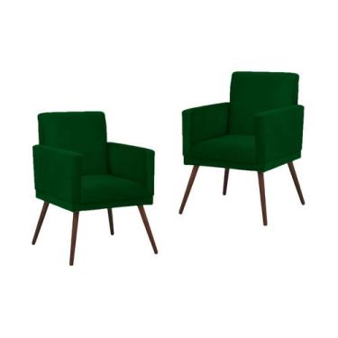 Imagem de Kit 2 Poltronas Decorativa Lari Casa Recepção Suede Verde - Blessed Ho