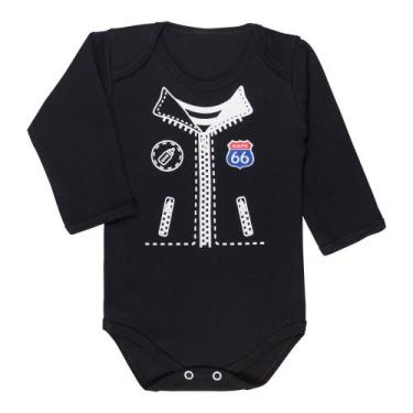 Imagem de Body longo suedine preto para bebê zíper route - Era Uma Vez, P