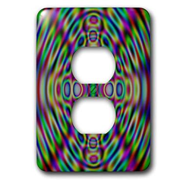 Imagem de 3dRose Capa de tomada com 2 plugues arte digital abstrata colorida e louca da Angelandspot