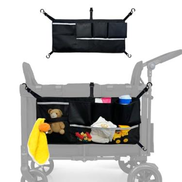Imagem de WF Organizador de rede de carga para carrinho de bebê para vagões de 2 e 4 lugares, armazenamento de malha de grande capacidade com bolsos de triagem, compatível com WF W-Series, Keenz e modelos
