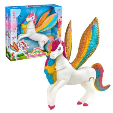 Imagem de Boneco Unicórnio Grande Asas Unidream 37cm Brinquedo Menina - Adijomar
