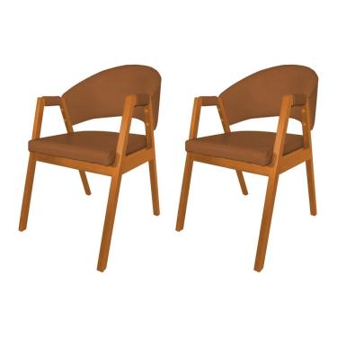 Imagem de Kit 2 Cadeiras De Jantar Madeira Maciça Cerejeira Premium Helen Facto Caramelo