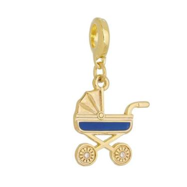 Imagem de Charm Carrinho Bebê Menino Revestido em Ouro - VL ACCESSOIRES