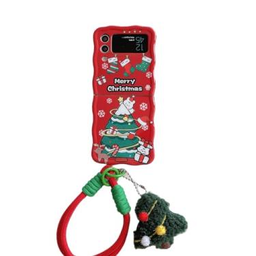 Imagem de SKPY Compatível com Samsung Galaxy Z Flip 5 Capa estilo Natal 360° Antiqueda à prova de choque com pulseira de Natal exclusiva para meninos meninas mulheres homens