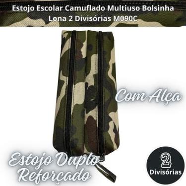 Imagem de Estojo Escolar Camuflado Multiuso Bolsinha Lona 2 Divisórias M090C - L