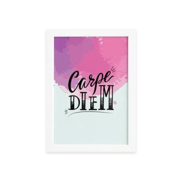 Imagem de Quadro Decorativo Frase Carpe Diem Moldura Branca 22x32cm - Quartinhos