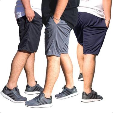 Imagem de KIT 3 Bermudas Dry Fit  Shorts Plus Size Lisa Cintura com Elástico 109
