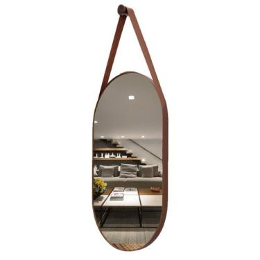 Imagem de Espelho Oval Decorativo Moderno Quarto - VSA, Caramelo