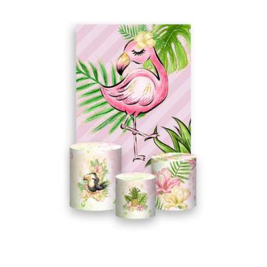 Imagem de Painel De Festa Vertical 1,50 x 2,20 + Trio De Capas Cilindro - Flamin