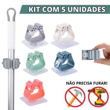 Imagem de Suporte Vassoura Rodo Para Parede Gancho Adesivo Organizador Mop Vasso