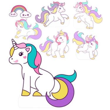 Imagem de Display festa Mdf Unicornio 1 Totem 57cm e 6 Displays 22cm - Dropx4