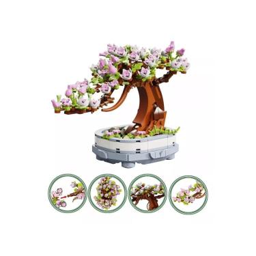 Imagem de Conjunto de blocos de construção de bonsai de cereja em vaso de brinquedo com 462 peças