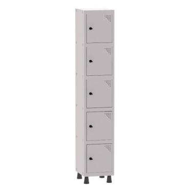 Imagem de Armário Guarda Volume Locker Roupeiro 1 Vão 5 Portas Aço GRP501/5 Cinz