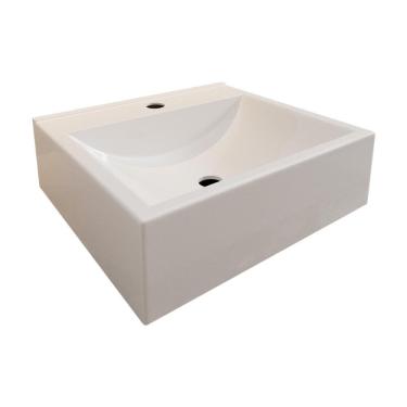 Imagem de Cuba Pia para Banheiro Quadrada Roma Branco Brilho