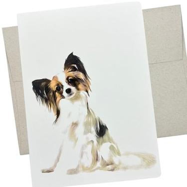 Imagem de Cartão Papillon com envelope (12 x 17 cm e em branco dentro para todas as ocasiões) Papillon fofo no cartão para aniversário, aniversário ou pensando em você - 323